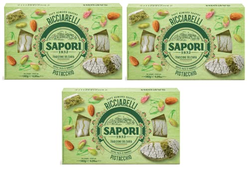 3x Sapori Ricciarelli al Pistacchio Mandelpaste Pistazien-Mandel-Paste 140g Italienische Weihnachtsspezialitäten von Sapori