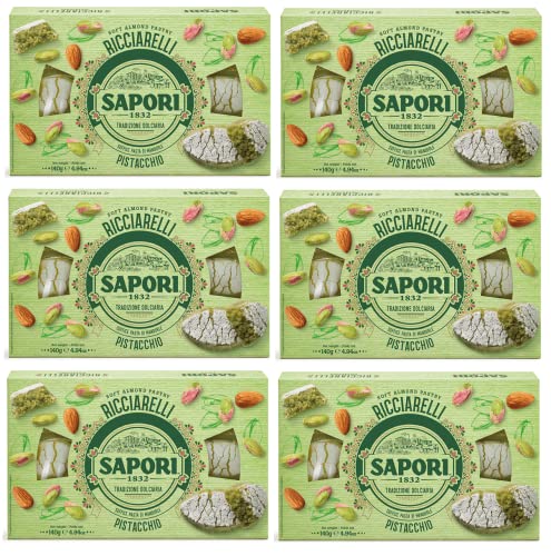 6x Sapori Ricciarelli al Pistacchio Mandelpaste Pistazien-Mandel-Paste 140g Italienische Weihnachtsspezialitäten von Sapori