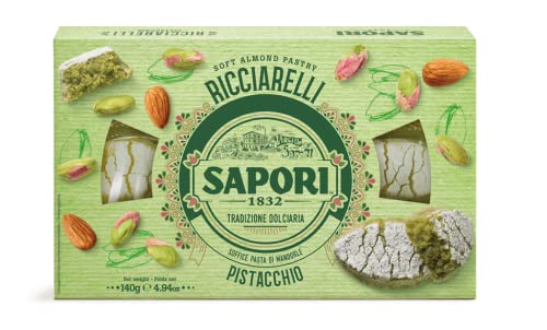 Sapori Ricciarelli al Pistacchio Mandelpaste Pistazien-Mandel-Paste 140g Italienische Weihnachtsspezialitäten von Sapori