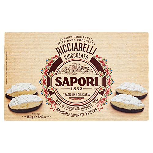 Sapori Ricciarelli alla Mandorla con Base di Cioccolato Mandelpaste und Knuspriger Basis aus Dunkler Schokolade 154g Dunkle Schokolade 72% von Sapori