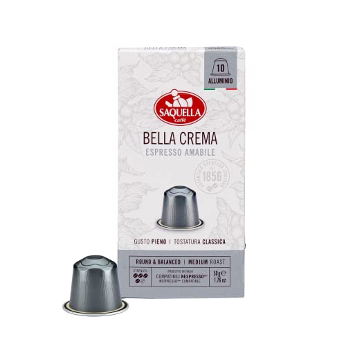 Saquella Bar Italia Capsule Bella Crema 10 Kapseln a 5 g Gesamtinhalt 50 g Nespresso kompatibel von Saquella