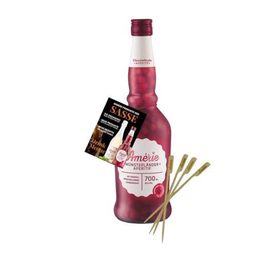 Sasse Amerie Münsterländer Aperitif 16% Vol. 700ml Flasche* inkl Drink Menue Broschüre mit köstlichen Rezepten und Amerie Holzspieße. von Sasse