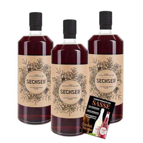 Sasse Sechser 700 ml 35% Vol. 3er Pack inkl. Drink Menue Rezept Broschüre von Sasse