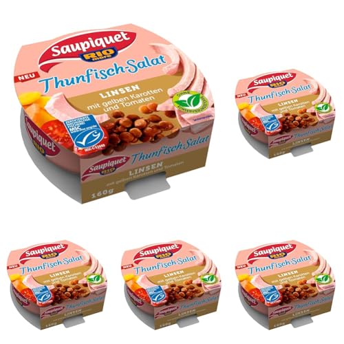 Saupiquet Rio Mare Thunfisch-Salat Linsen, MSC zertifiziert, Fix und fertig zubereitet, Ideal für unterwegs, 160g (Packung mit 5) von Saupiquet Rio Mare