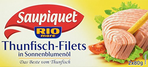 Saupiquet Thunfisch Filet in Sonnenblumenöl, 10er Pack (10 x 2 x 80 g Dose) von Saupiquet