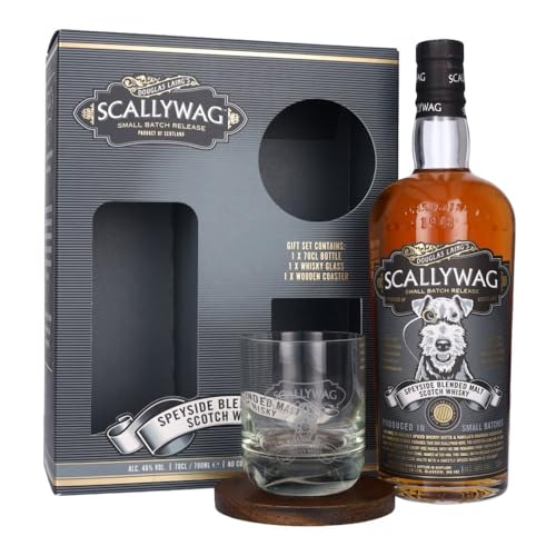 Scallywag | Speyside Blended Malt Scotch Whisky | In GP mit Glas und Holzuntersetzer | Scotch Whisky des Jahres International Spirits Awards| ungefärbt und nicht kältefiltriert | 46% Vol. | 0,7 Liter von Scallywag