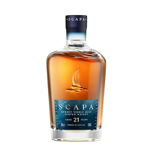 Scapa 21 Jahre Single Malt Scotch Whisky, Single Batch & Cask Strength mit tropischen Fruchtaromen, gereift in Ex-American Oak Fässern, 0,7 L von Scapa