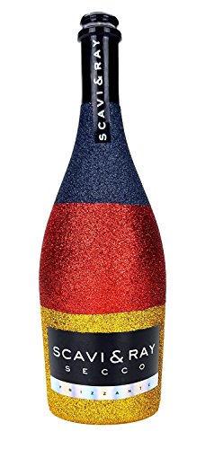 Scavi & Ray Secco Frizzante 0,75l 750ml (10,5% Vol) - Bling Bling Glitzerflasche Deutschland Farben Flagge WM Weltmeister Fan Edition -[Enthält Sulfite] von Scavi & Ray-Scavi & Ray