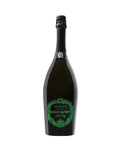 SCAVI & RAY Luminoso Spumante 0,75l extra trocken, fruchtig frischer Schaumwein aus Italien mit grün leuchtendem LED-Label, 11% Vol. Alkohol – perfekt für Events, Clubs & besondere Anlässe von Scavi & Ray