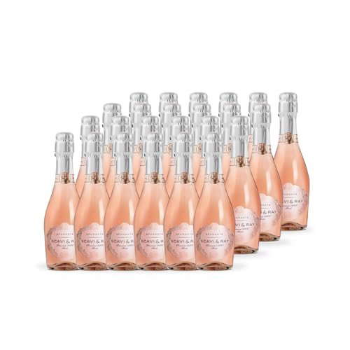 SCAVI & RAY Prosecco DOC Rosé Spumante Piccolo, 24 x 0,2l extra trockener Prosecco aus Italien, fruchtig frisch in kleinen 0,2l Prosecco-Flaschen, 11% Vol. Alkohol - ideal für den kleinen Genussmoment von Scavi & Ray