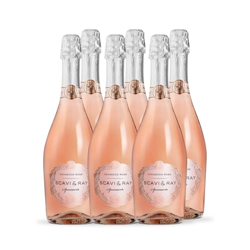 SCAVI & RAY Prosecco DOC Rosé Spumante extra trocken 6 x 0,75l, fruchtig frischer Schaumwein aus Italien, 11% Vol. Alkohol - perfekt für festliche Anlässe & Prosecco-Cocktails von Scavi & Ray