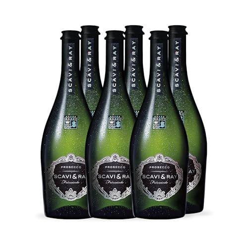 SCAVI & RAY Prosecco Frizzante DOC (6 x 0,75l) - fruchtig, frischer und trockener italienischer Prosecco - Perfekt geeignet für festliche Anlässe und Prosecco-Cocktails - (6 x 0,75l) von Scavi & Ray