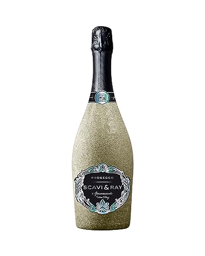 SCAVI & RAY Prosecco DOC Spumante Glitzer Gold Bling Bling, extra trocken, fruchtig frischer Schaumwein aus Italien, 11% Vol. Alkohol, 0,75l - perfekt für festliche Anlässe oder als Geschenkidee von Scavi & Ray