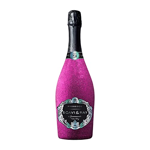 SCAVI & RAY Prosecco Spumante DOC Glitzer Pink Bling Bling - fruchtig, frischer und extra trockener Schaumwein - Perfekt geeignet für Schaumwein-Cocktails (1 x 0.75 l) von Scavi & Ray