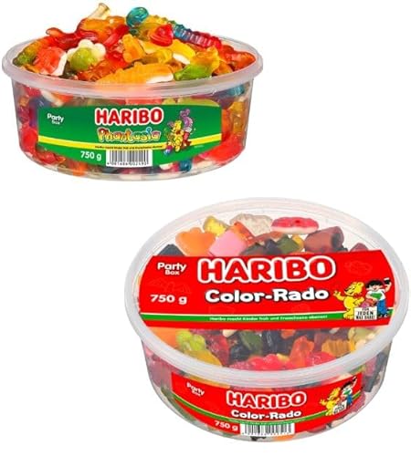 Haribo Classics Runddosen 2er Set, Color-Rado, Phantasia, Fantasia, Gummibärchen, Weingummi, Fruchtgummi, 2 x 750g Dose von Schafi-Shop.de nur schafi mach sie glücklich.