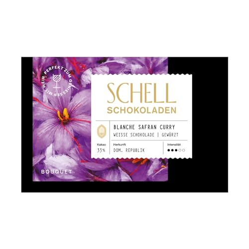 Schell Schokoladen Weiße Schokolade – Blanche Safran Curry | Edle Schokolade aus nachhaltiger Produktion, exklusive Süßigkeiten als tolles dankeschön Geschenk, Schokolade Geschenk von Schell Schokoladen