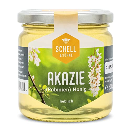 Deutscher Akazienhonig 12 x 500g - Vorteilspack - Robinienhonig - Imkerei Schell Honig aus eigener Produktion - 100% Deutscher Honig von Schell & Söhne