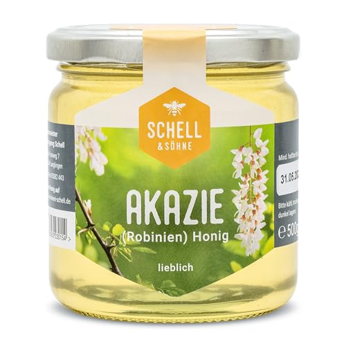 Deutscher Akazienhonig 6 x 500g - Vorteilspack - Robinienhonig - Imkerei Schell Honig aus eigener Produktion - 100% Deutscher Honig von Schell & Söhne