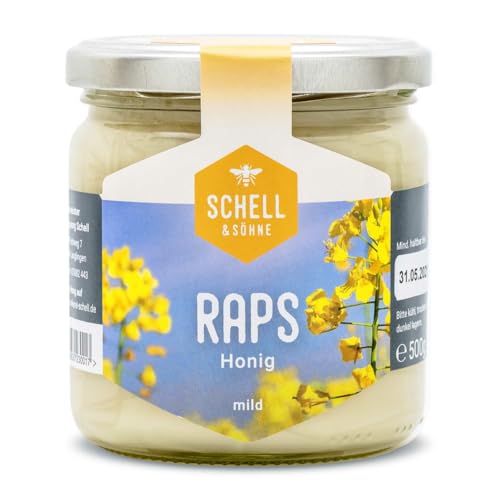 Deutscher Rapshonig 500g - Imkerei Schell - cremig gerührter Honig aus eigener Produktion - 100% Deutscher Honig von Schell & Söhne