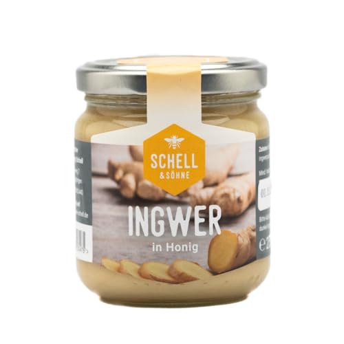 Ingwer in Honig 250g - Imkerei Schell - Deutscher Rapshonig mit Ingwerpulver - cremig gerührter Honig - scharf würzig von Schell & Söhne