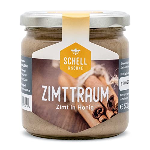 Zimt in Honig 500g - Zimttraum - Imkerei Schell - cremig gerührter Honig aus eigener Produktion - 100% Deutscher Honig von Schell & Söhne