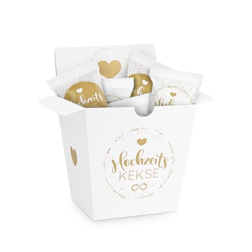 9er Box Hochzeits-Kekse | Glückskeks Hochzeiten als Hochzeitsdeko oder für die Candybar | frisch gebackene und vegane Idee für jeden Weddingplanner & made in Germany von Scherzboutique