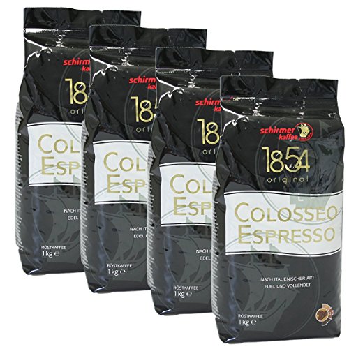 Schirmer 1854 Original COLOSSEO ESPRESSO , ganze Bohnen 4x 1000g (4000g) - Espresso nach Italienischer Art Art von Schirmer