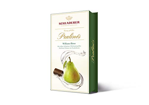 RCP Schladerer Pralinés Williams Birne – 2 x 127 g – Alkoholhaltige Pralinen aus Zartbitter-Schokolade mit Zuckerkruste und flüssiger Füllung von Schladerer Pralinés