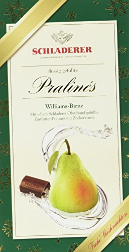 RCP Schladerer Williams Birne-Pralinés, Weihnachts-Edition, Zartbitter-Schokolade, Mit Zuckerkruste, Flüssige Füllung, Alkoholhaltig, Ideales Weihnachtspräsent, 2 x 127 g von Schladerer Pralinés