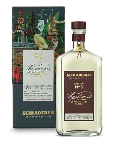 Schladerer Rarität No. 5 Haselnuss Edelbrand (43% vol) - ein Klassiker aus der Schwarzmeer Region, premium Handarbeit in exklusiver Geschenkpackung - RAR. HOCHWERTIG. WERTVOLL. (1 x 0.5l) von Schladerer