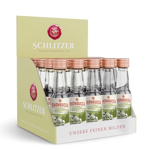 Rhönbucca Anis Likör Minis 25x0,02l (36% vol.) – Exquisite Bergwiesenkräuter, entflammbar im Glas, vielseitig einsetzbar – Perfekt für jede Gelegenheit von Schlitzer Destillerie