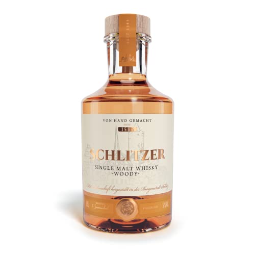 Schlitzer Single Malt Whisky – Woody Single Malt Whisky, 51% Vol. – Intensives Raucharoma & Holznote, inklusive Geschenkverpackung – 0,5L von Schlitzer Destillerie