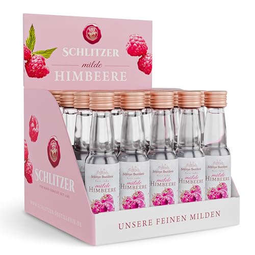 Schlitzer Milde Himbeere – Intensiv Fruchtige Spirituose mit Vanille-Note (35% Vol.) – 25 x 0,02L Minis von Schlitzer Destillerie