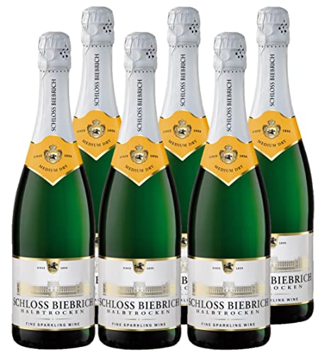 Schloss Biebrich Sekt Halbtrocken (6 x 0,75 l) halbtrockener Sekt mit feinen Fruchtaromen; fein abgestimmtes Süß-/Säureverhältnis; feinperlige, langanhaltende Perlage von Schloss Biebrich