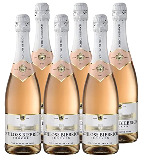 Schloss Biebrich Sekt Rosé Trocken (6 x 0,75 l) Trockener Rosé-Sekt mit feinen Aromen roter Beeren; ausgewogen, frisch-fruchtig und eine feine, langanhaltende Perlage von Schloss Biebrich