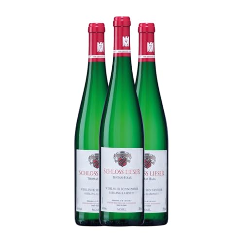 Schloss Lieser Wehlener Sonnenuhr Kabinett Riesling Mosel 75 cl Weißwein (Karton mit 3 Flaschen von 75 cl) von Schloss Lieser