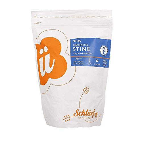 Schlürf Kräutertee "Stine" No. 25, Loser Bio-Kräutertee mit Früchten und Ingwer, Wiederverschließbare Aromaverpackung, 1 x 225g von Schlürf