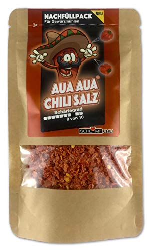 Schlump-Chili⎥AUAAUA® Chili Salz Nachfüllset für Gewürzsalzmühlen mit Edelstahlmahlwerk oder Keramikmahlwerk (1 x 40 g) von Schlump-Chili