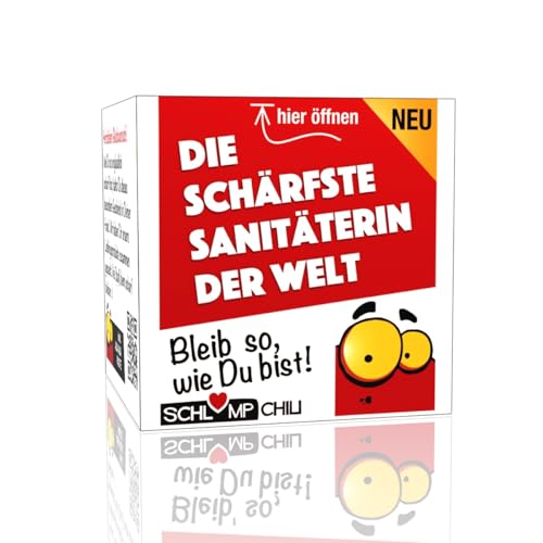 Schlump-Chili Die schärfste Sanitäterin der Welt - Ein witziges Geschenk Set für Rettungskräfte, Ersthelferin, Sanis, Rettungsassistentin im Einsatz im Krankenwagen oder Krankentransport von Schlump-Chili