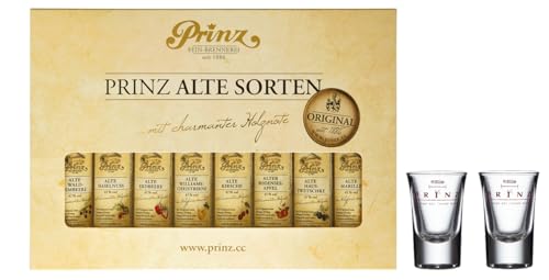 Feinbrennerei Prinz Geschenkset Die kleinen Feinen 8 x 0,04 Liter Alte Sorten incl. 2 Stampl vom Schnapsbaron® von Schnapsbaron