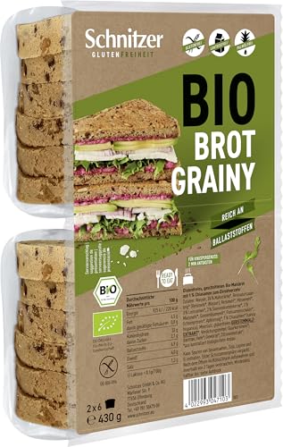 Schnitzer Bio Glutenfreiheit Brot Grainy, 4 x 430g von Schnitzer