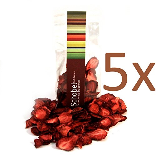 Getrocknete Erdbeeren 5 x 35g - getrocknete Beeren vom Bodensee - Vitaminreich dank schonender Trocknung - Erdbeer Chips als Snack für Gourmets von Schobel Höchstgenuss