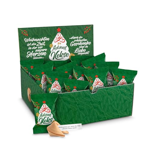 Glückskekse Weihnachten Advent-Kekse 24+1 Glückskekse mit Lebkuchengeschmack im Display Advent und als Füllung für den Adventskalender, Nikolaus Geschenk, Wichtelgeschenk von Schöne Güter