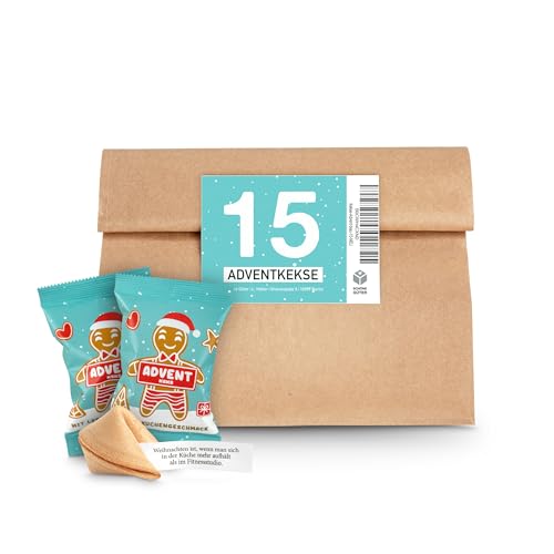 Glückskekse Weihnachten Lebkuchenmann 15 Glückskekse in der Tüte mit Lebkuchengeschmack im Advent und als Füllung für den Adventskalender, Nikolaus Geschenk, Wichtelgeschenk von Schöne Güter