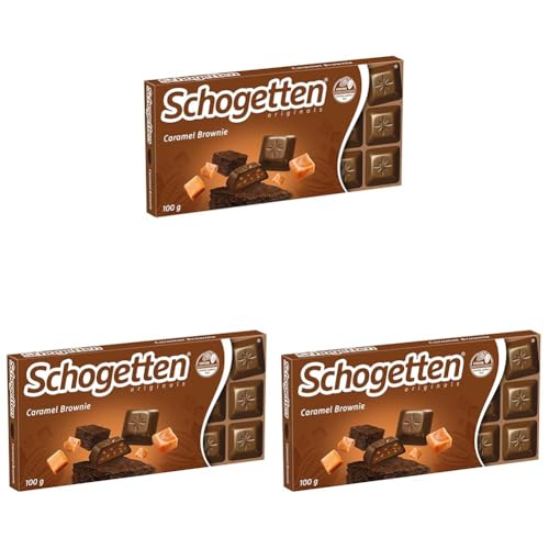 Schogetten Caramel Brownie 100g Schokoladentafel, praktisch einzeln portioniert. Ein Genuss. Stück für Stück. (Packung mit 3) von Schogetten