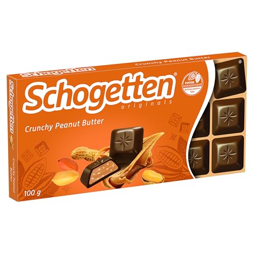 Schogetten Crunchy Peanut Butter 100g Schokoladentafel, praktisch einzeln portioniert. Ein Genuss. Stück für Stück. von Schogetten