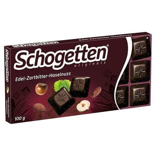 Schogetten Edel-Zartbitter-Haselnuss 100g Schokoladentafel, praktisch einzeln portioniert. Ein Genuss. Stück für Stück. von Schogetten