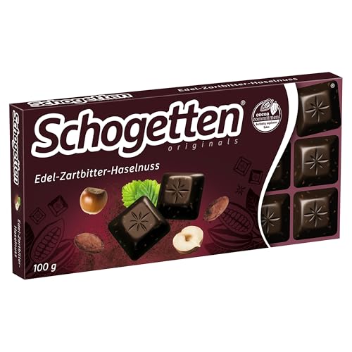 Schogetten Edel-Zartbitter-Haselnuss 100g Schokoladentafel, praktisch einzeln portioniert. Ein Genuss. Stück für Stück. von Schogetten