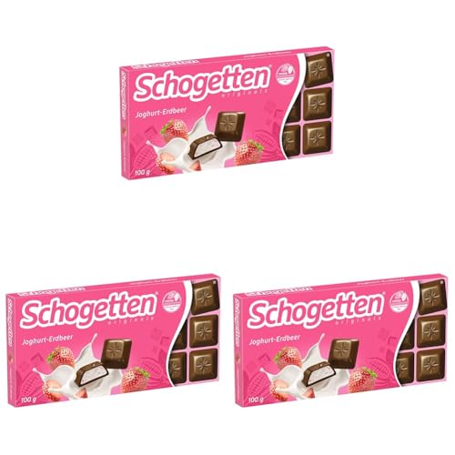 Schogetten Joghurt-Erdbeer 100g Schokoladentafel, praktisch einzeln portioniert. Ein Genuss. Stück für Stück (Packung mit 3) von Schogetten