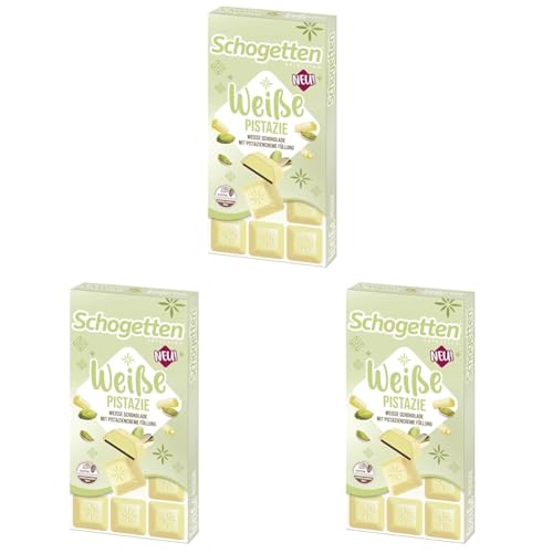 Schogetten Weiße Pistazie I weiße Schokolade mit Pistaziencreme Füllung I 100 g I praktisch einzeln portioniert (Packung mit 3) von Schogetten